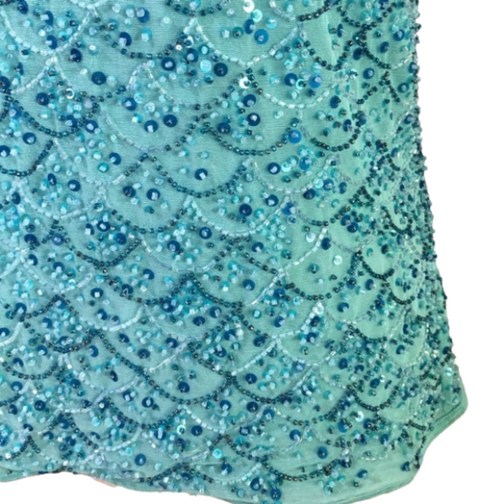 𝅺ESCADA Vintage '90s Sleeveless Turquoise Beaded Shell Top M - Picture 5 of 15